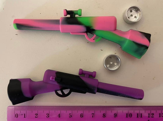 Pipe - 11cm - Silicone Rifle Camouflage Pipe - 1 Pcs - Green, Pink and Black / Purple and Black - Durable - Easy Clean - Auzunuti Gift Store / Tobacconist Supplies;